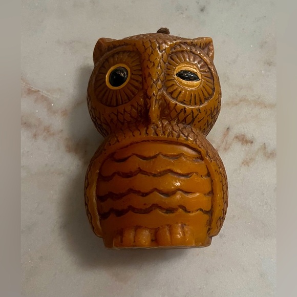 Vintage 5" Winking OWL Shaped wax  CANDLE MCM 1970’s  Hong Kong Hand Painted - Picture 1 of 5